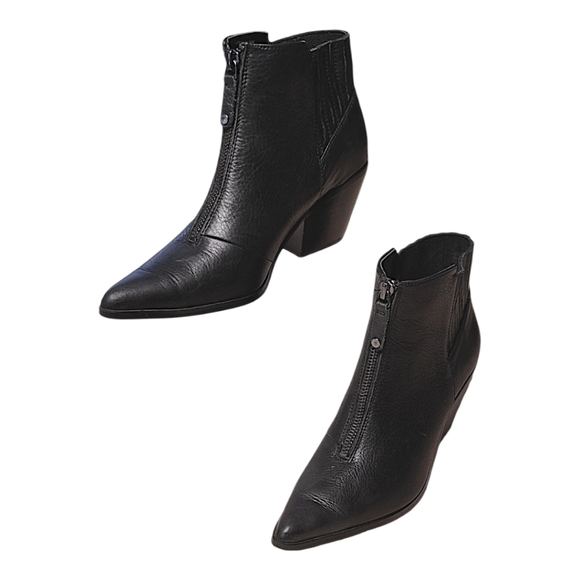 ANTHROPOLOGIE, Avec Les Fellis, Size 6.5 Zip Upp Black Leather Bootie, Euc - Picture 14 of 14